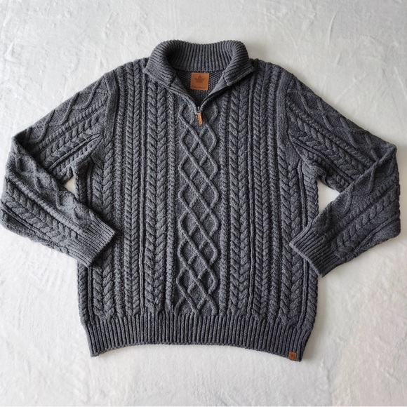 Canadiana Other - Canadiana Cable Knit Sweater Mens XL 1/4 Zip Preppy Office Fisherman Hipster‎